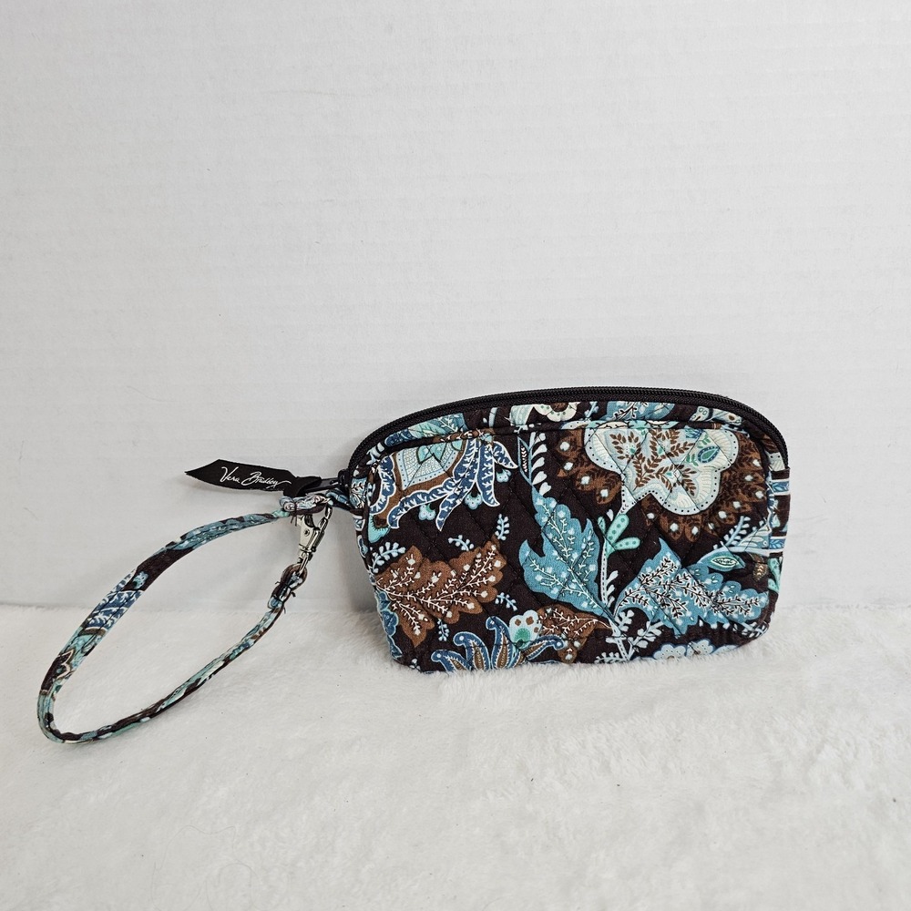 Vera Bradley Floral Wristlet Wallet Blue & Brown